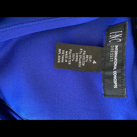 INC Dress Royal Blue, Black, Cream - Picture 3 of 3